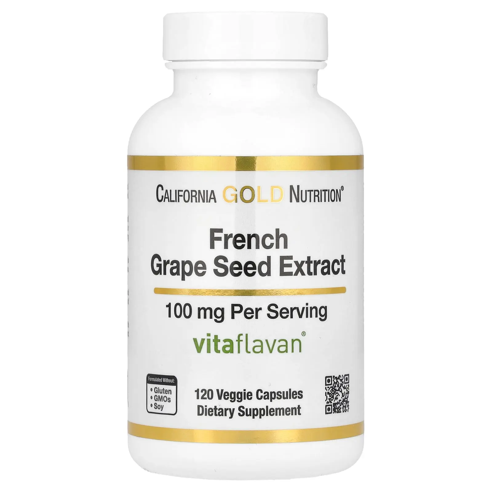California Gold Nutrition French Grape Seed Extract, Vitaflavan®, 100 mg, 120 Veggie Capsules