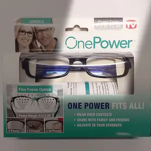 OnePower Auto-Adjusting Multifocal Reading Glasses, Polycarbonate Frame & Lens, Flexible Focus Optics, Power Range 0.5 to 2.75, with Business Accessories