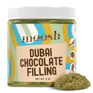 Moosh Dubai Chocolate Bar Filling – Viral Dubai Pistachio & Kataifi Spread for Desserts, Toast, and Candy Making (8 oz)