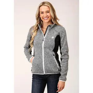 Womens Sweater Knit Jacket Charcoal Black Tech Jacket