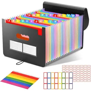 25 Pockets Accordion File Organizer Desktop Expanding File Folders with Colorful tabs for Paper Receipts, Bills&Taxes Organizer, Letter/A4 Size Document Holder for School, Office,