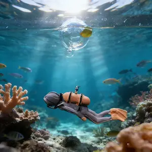 New Creative Resin Floating Diver Aquatic Fish Tank Decoration, Underwater World Small Float Ball, Bubble, Home Decor Gift for Aquarium Lovers