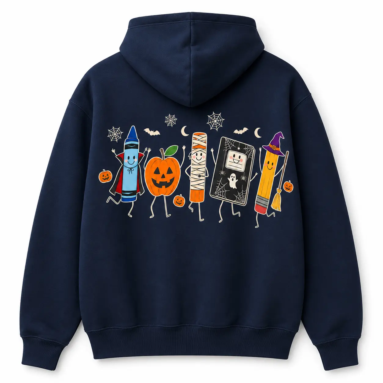 Halloween School Supplies Shirt, Cute Crayon Pencil and Notebook Costume Graphic T-Shirt, Sweatshirt and Hoodie, Teacher Gift