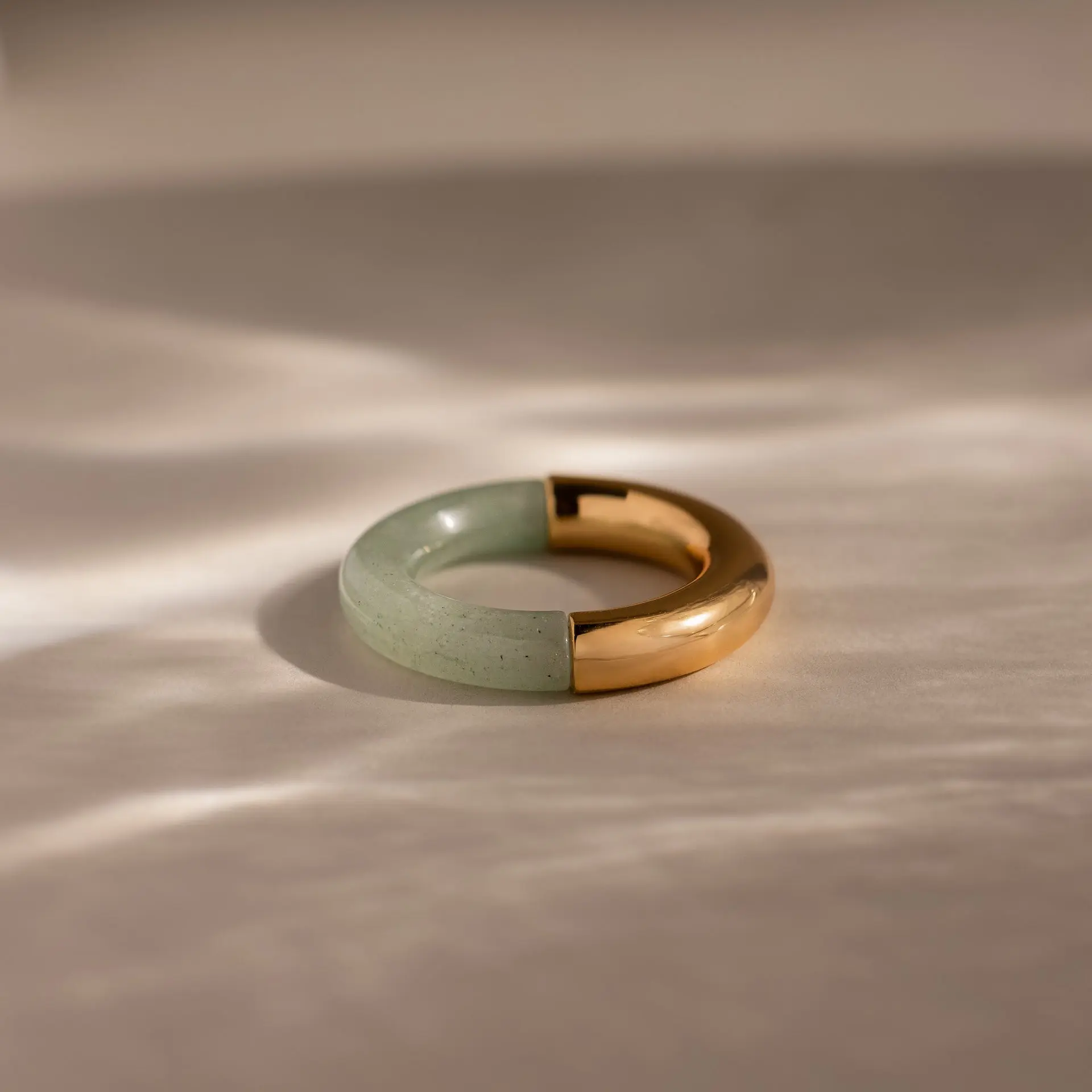 Half Jade Ring by Caitlyn Minimalist - Green Gemstone Stacking Ring for Women - Boho Jewelry - Birthday Gift