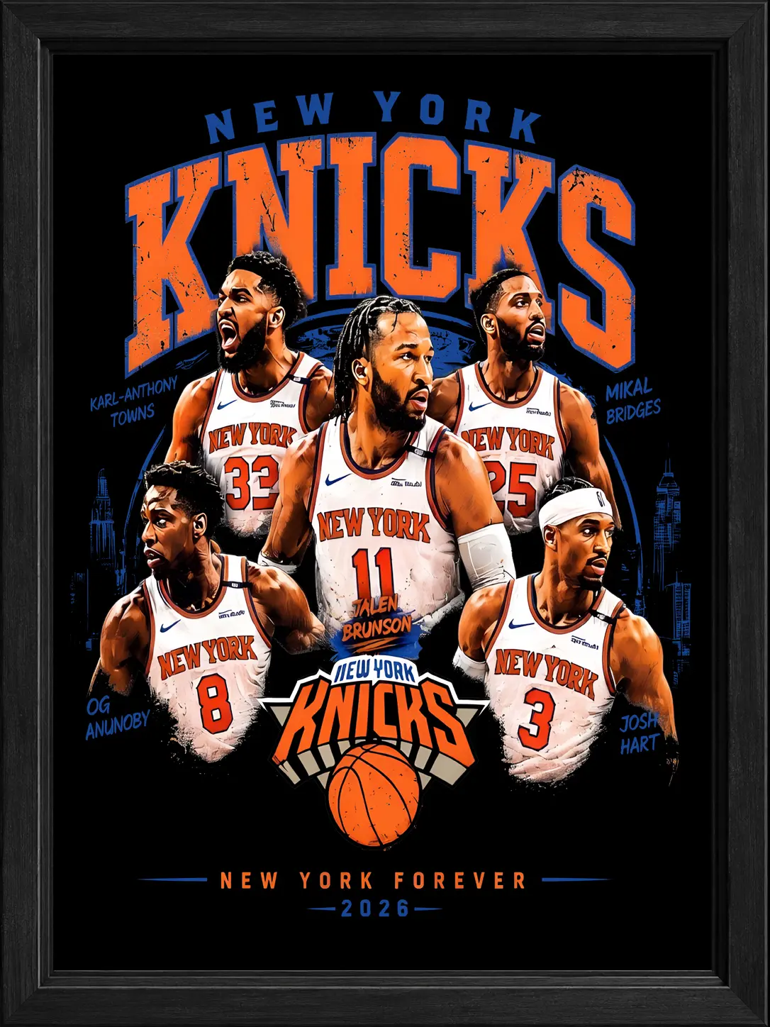 New York Basketball Poster, Knick Jalen Brunson KAT Josh Hart OG Anunoby Fan Poster, Final Game Day Fan Gift