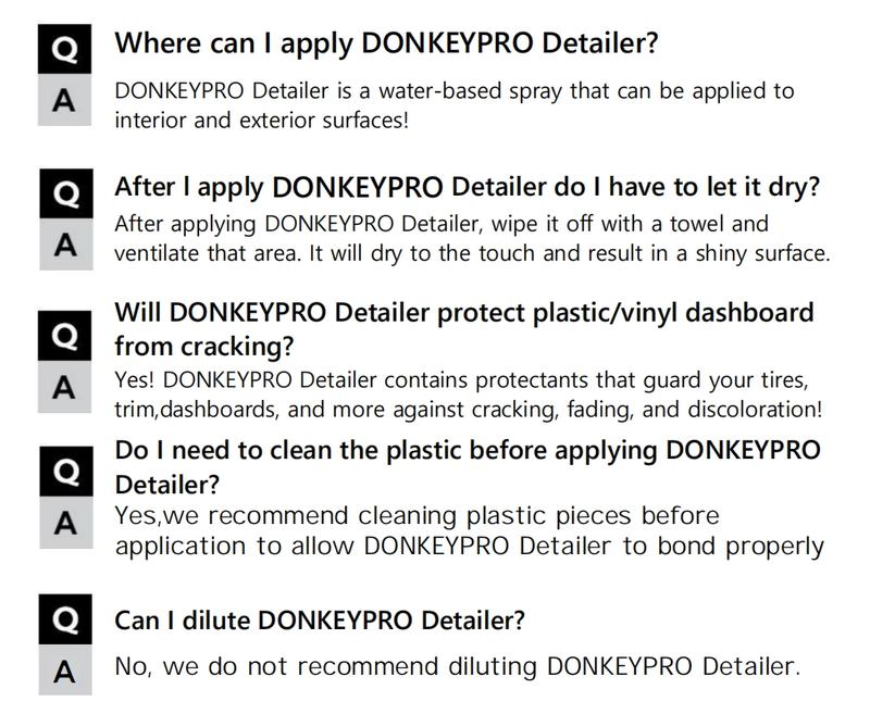 DONKEYPRO Car stuff Waterless Spray WaxInterior Care Cleaner 15OZ  Detailer for Car Interiors&Exteriors with Hygienic Protection Car cleaning spray