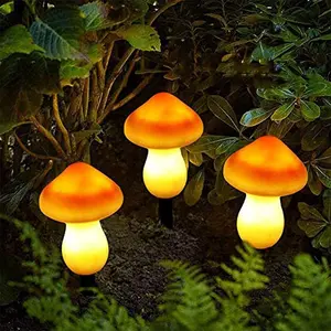 3 Piece Set Solar Mushroom Lights, LED Outdoor Waterproof Garden Decor, Pathway Landscape Lighting, Christmas Outdoor Decoration