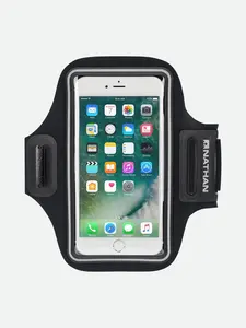 NATHAN StrideSport Smartphone Carrier - Reflective armband with clear window & cord control—run connected, tangle-free