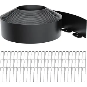 4 Inch Tall 60FT Landscape Edging with 75 count Metal Spikes, Plastic Garden Edging Border Landscape Edging Lawn Edging for Landscaping, Flower Bed, Paver, Yard