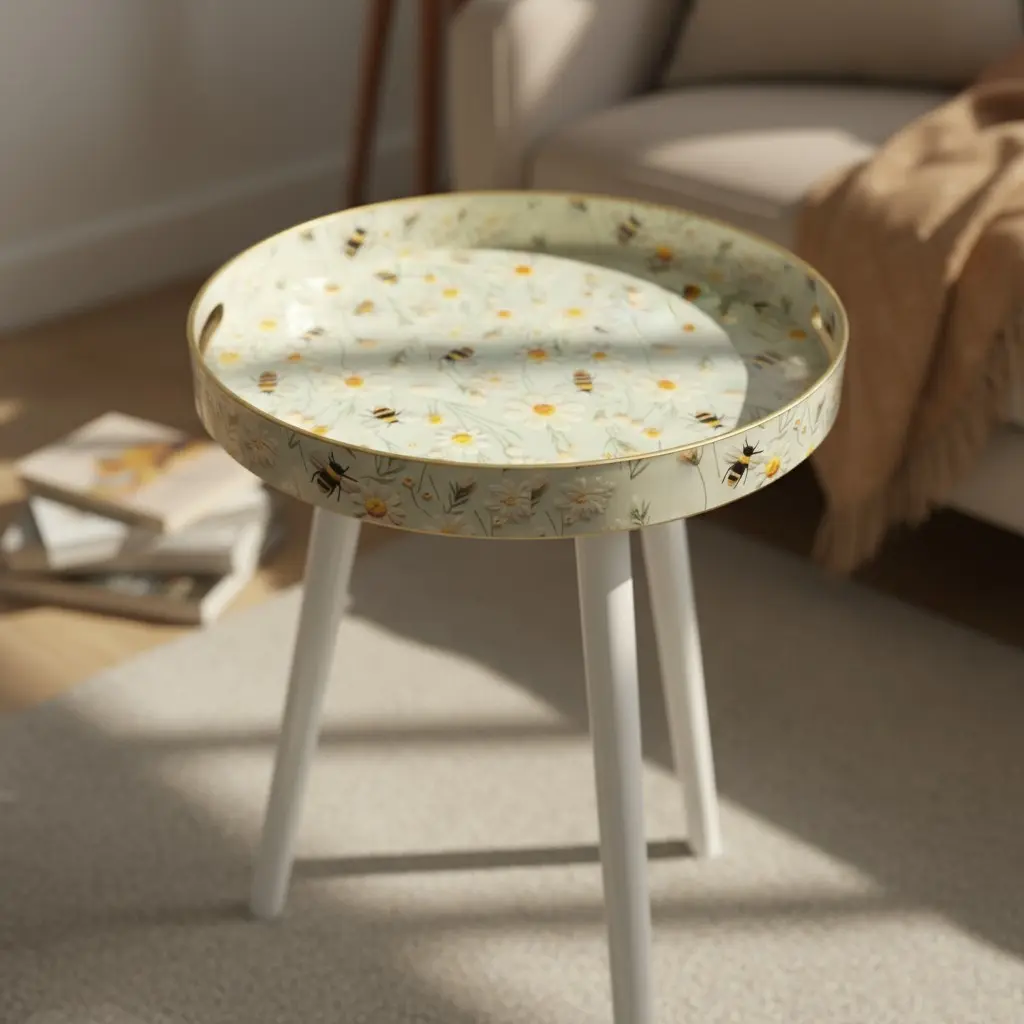 Round Table Tray Portable Coffee Small Desks Modern Home Decor Versatility Table Wooden Legs Indoor Patio Balcony Living Bedside Sofa Corner Storage Gardening Accessories