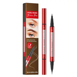 LUKCY711 Waterproof Brown Eyebrow Pencil for Women - Dual Head Microblading & Thin Liner, 2-in-1 Non-Smudging Brow Makeup(2# Brown)