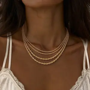 14K Real Gold-Plated Rope Chain Necklace for Women and Men,Upgraded Shine, Faceted Cut, Tarnish-Free, Goldstone necklace 6mm/8mm, 22"/24" Jewelry