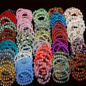 72pcs Mix Handmade Bohemian Beaded Bracelets with Cracked Glass Beads - Multicolor Bangles Collection, Bead Color Palette Suitable for Daily Wear, Parties, Vacation & Year-Round Gift - No Metal Plating,, for Teenager