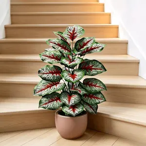 2-Pack Veined Artificial Leaf Plants, 24 Elegant Leaves, Indoor/outdoor Decor, Home Office Garden, Holiday Decoration