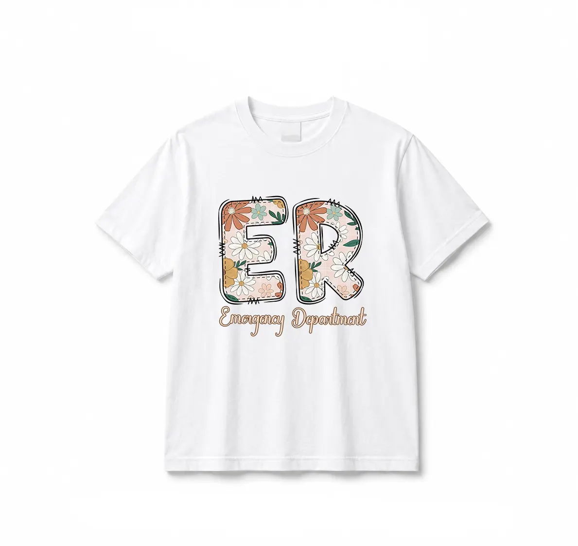 Women's Floral Emergency Department Crewneck Shirt - Breathable Cotton, Everyday Casual Fit, ER Nurse Gift