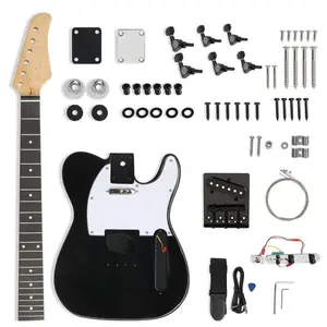 DIY Telecaster Style Electric Guitar Kits Mahogany Body, Black