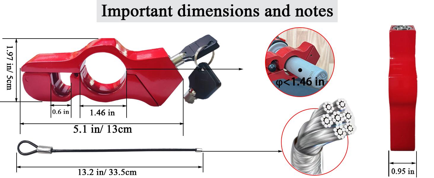 Motorcycle Locks, Helmet Locked & Brake Lock Combo, Anti Theft Motorcycles Handlebar Lock for Motor Moped Motorbike Scooters ATV Dirt Bike Street Bike Electric Scooters