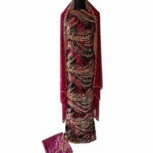 Golden Heritage 3 pcs Unstitched Driya with Heavy Gold Embroidery & Intricate Detailing for Weddings & Formal Events