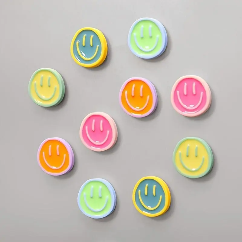 Colorful Smile Face Fridge Magnet, 10pcs/set Cute Decorative Magnet, Decoration for Kitchen, Office, Whiteboard, Locker, Cabinet & Dishwasher