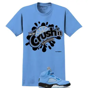Shirt to match the A J 5 UNC University Blue, Top Unisex Basic Graphic Menswear T-Shirt