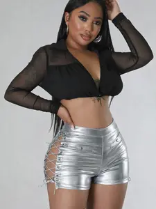 PU LACE UP SHORTS