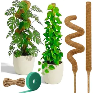 28 Inch 2 Pack Bendable Moss Pole Monstera  Support |  Stakes for Indoor  | Coconut Fiber Moss Poles for Climbing |  Coco Coir  Sticks for Potted