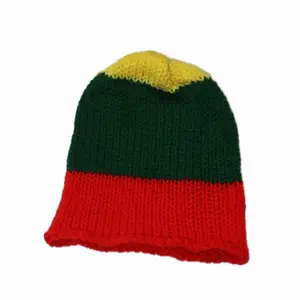 Jamaican Style Red Green & Gold Beanie - Acrylic Material for Warmth & Style - Versatile for Various Occasions