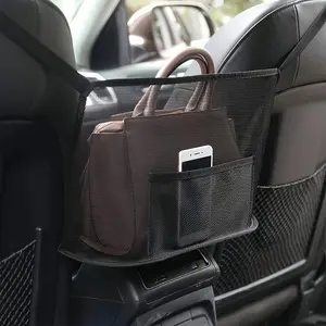 1pc Large Capacity Car Seat Net Pocket Handbag Purse Holder Bag Organizer Storage Pet Net Barrier Dog Pouch Between Back Seats Best Seller Automobile Gifts