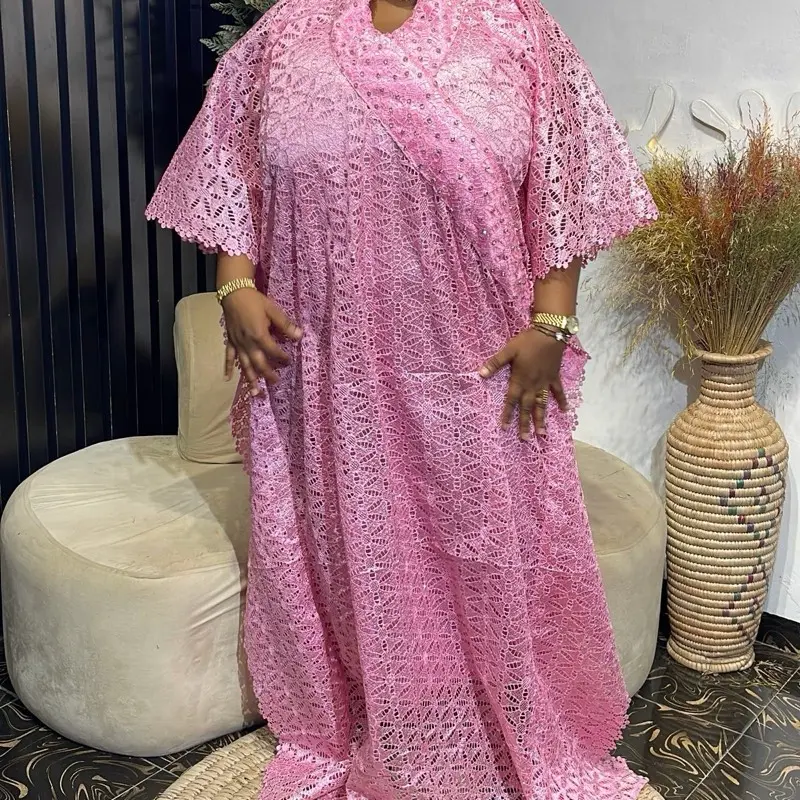 Quality African pink Lace bubu dress  Fashionable - Womenswear Elegance