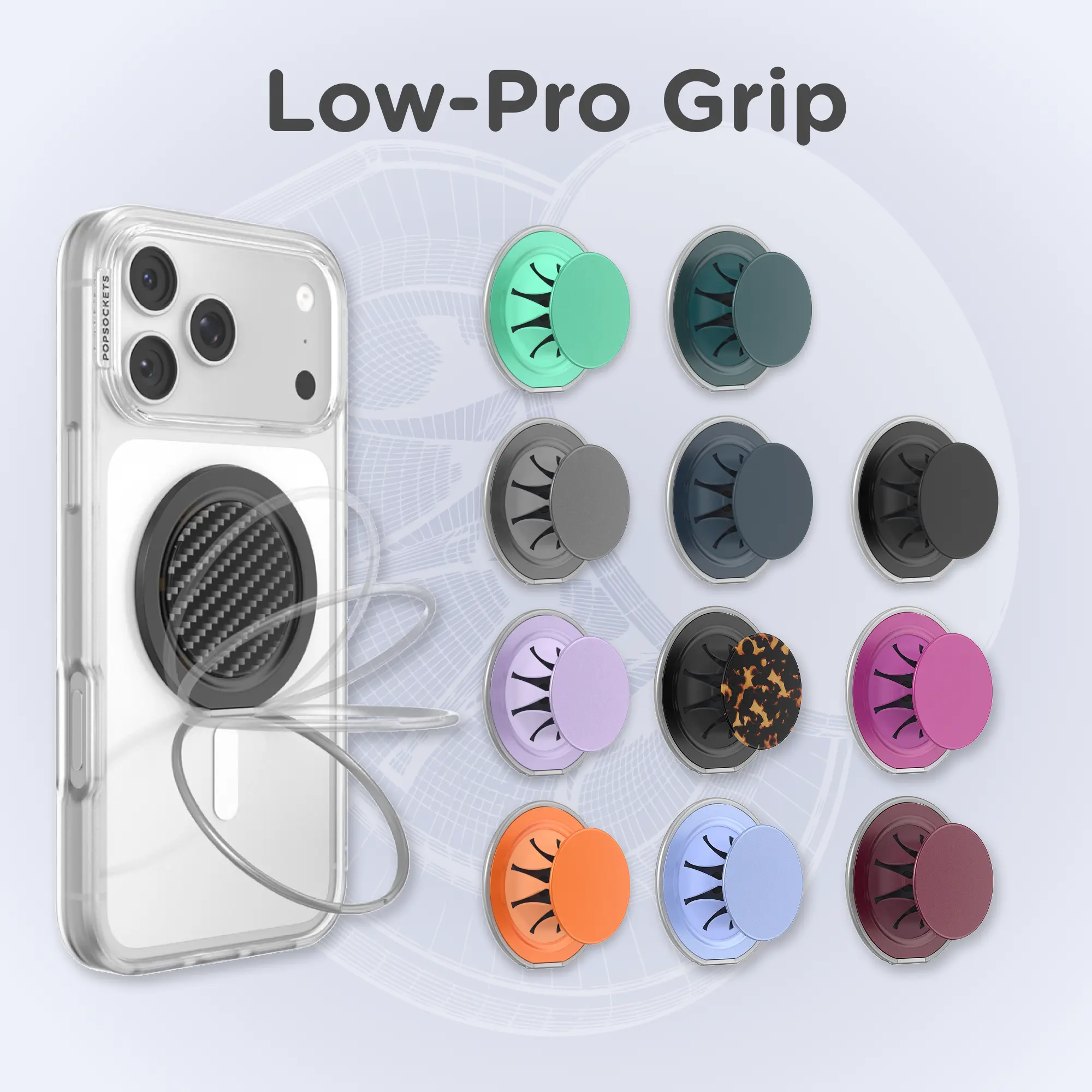 PopSockets Low Pro MagSafe Grip & Magnetic Holder - 2.6mm Ultra-Thin Aluminum Smartphone Accessory, Adjustable Stand, Secure Hold for MagSafe Phones, Mobile Phone Holders & Mounts
