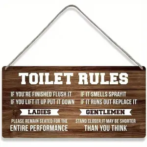 Country Style Bathroom Decor, Wooden Toilet Rule Plaque, Bathroom Sign, Fun Country Wall Art, Perfect Home Bathroom Gift, Rustic Farmhouse Decoration