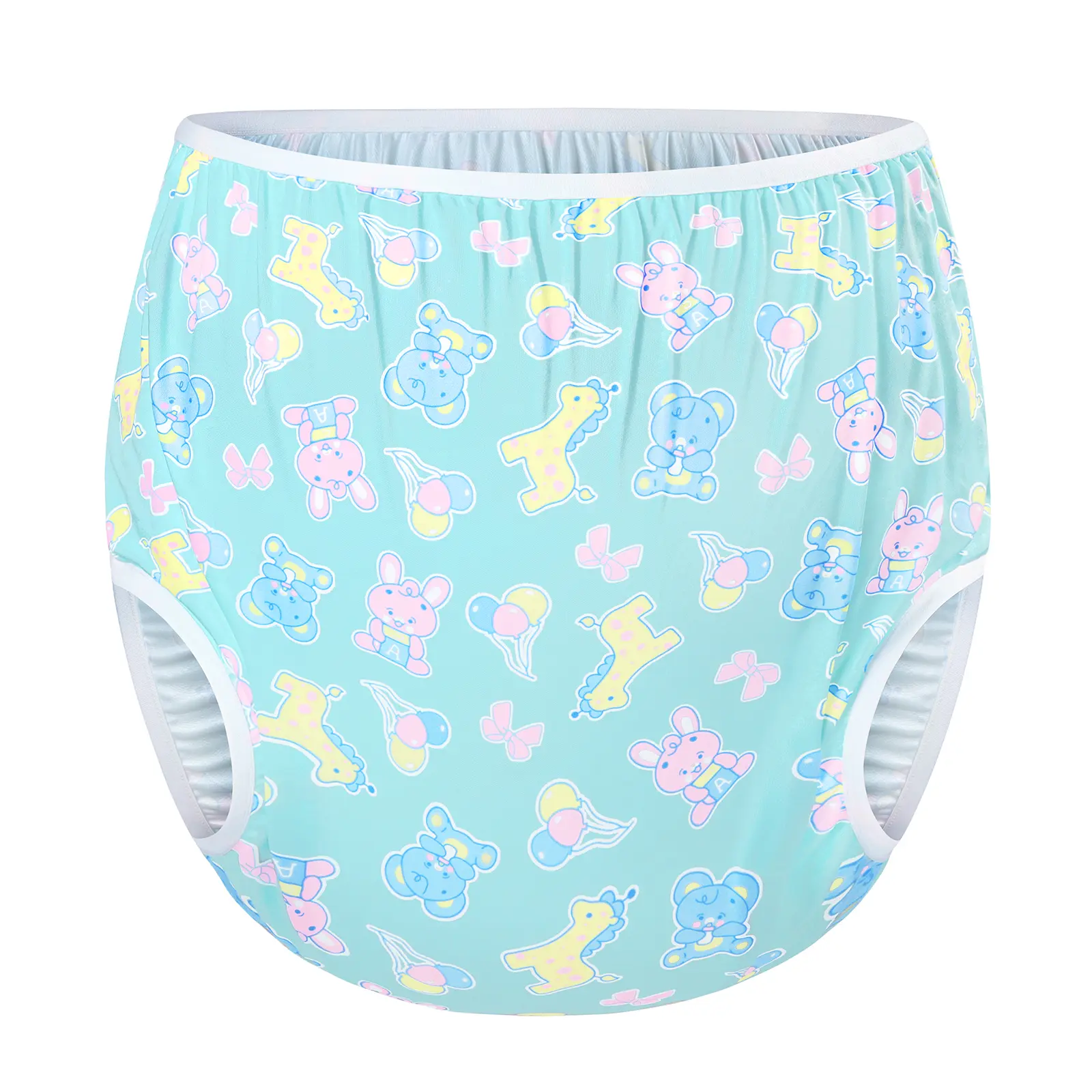 LITTLEFORBIG Adult Pull Up Diaper Cover - Waterproof Reusable Pants with PUL Fabric, Baby Parade Full Print Design, S, Adults, Pull On, Pu Coated, Single Item
