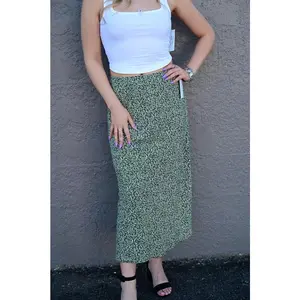 VIOLET FLORAL PRINT MIDI SKIRT WITH ELASTIC WAISTBAND