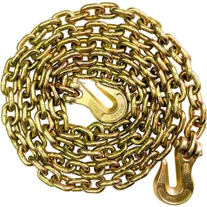 3/8 Chain Trailer Chains with Hooks, Grade 80 Tow Log Chain 7100 lbs Working Load for  Farm Construction(3/8 in x 10FT)