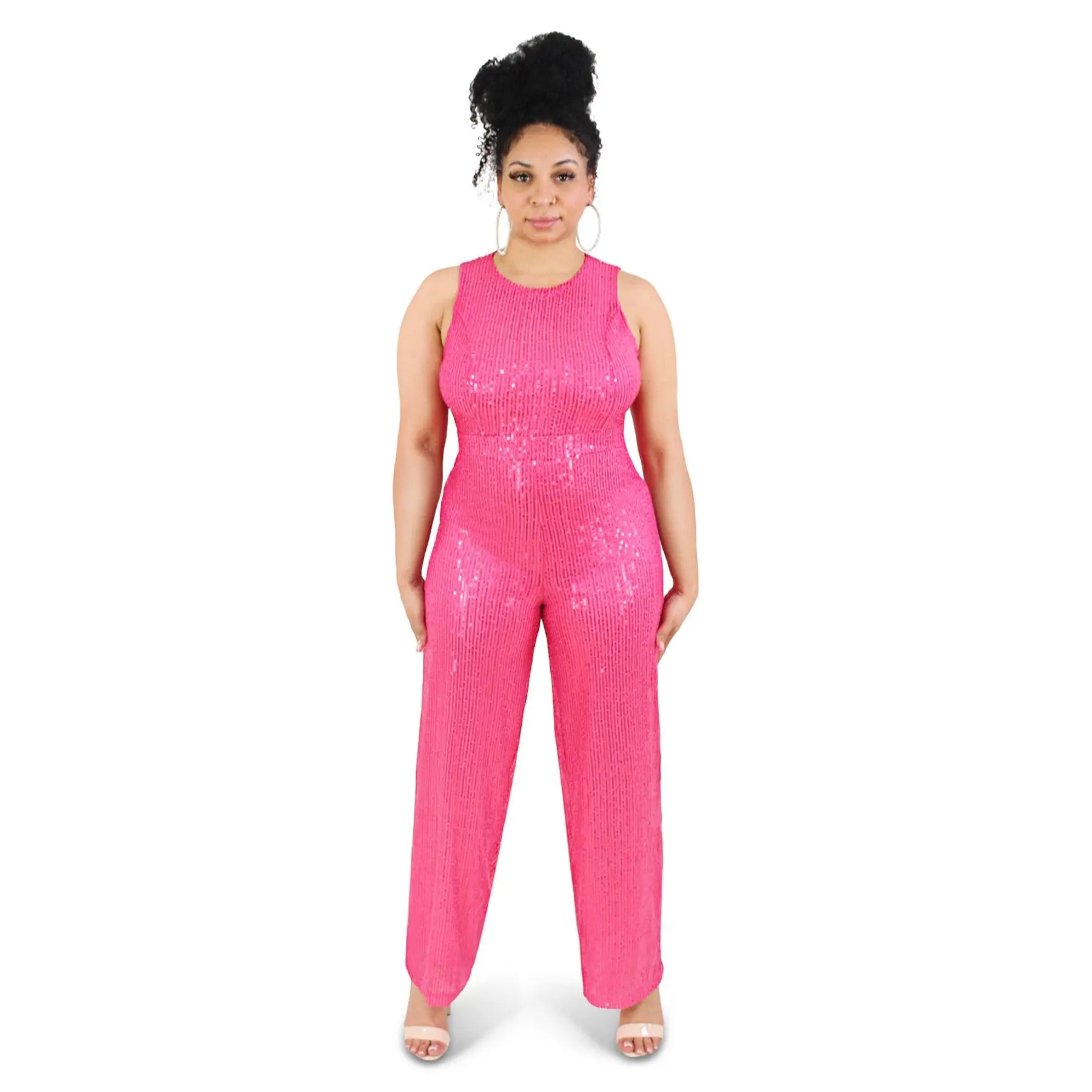 Zuri Pink Sequins Jumpsuit