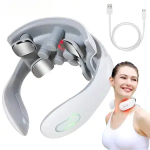 Portable Pulse Heating Neck Vibration Massager, Multi-Function Cervical Massager Device, USB Rechargeable, 6 Modes, 15 Intensity Levels