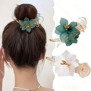 2 Pcs Floral Hair Clips, Elegant Flower Hair Clip, Back Bun Holder, Versatile Hair Accessory, Perfect for Commute and Dates