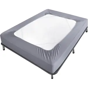 Box Spring Cover Bed Skirts Wrap 4 Side of The Mattress, Stretch & Snug Fit, Ultra Soft, Wrinkle Free, Replacing Bed Skirt for Hotel and Home, Grey