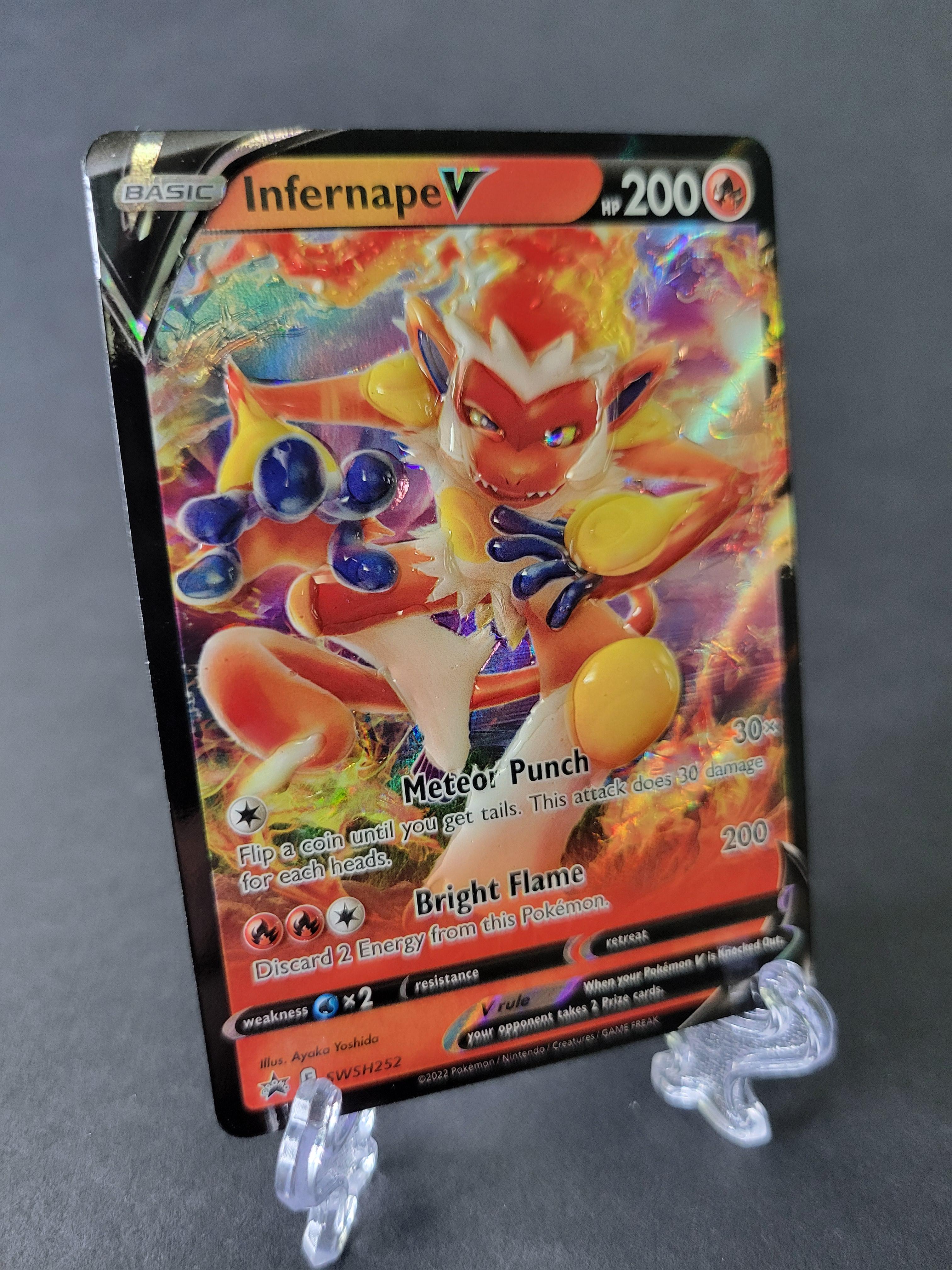 3D Infernape V SWSH252  Epoxy Embellished 3D Pokmon Art Card - TikTok Shop