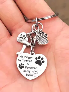 Creative Pet Dog Stainless Steel Keychain, Unique Puppy Memorial Keychain Gift, Personalized Dog Key Holder, 1 Piece Set