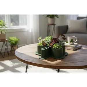 Shamrock Planter with Drip Tray 9 Inch Green Clover Succulent Bowl St Patricks Day Decor Oxalis Pot Wide Low Indoor Planter
