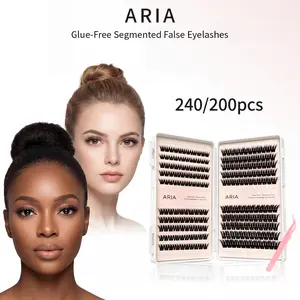 ARIA 240Pcs  Natural/Volume/Manga/Cat Eyes/Fairy&Bottom Clusters Lash Clusters Kit, WaterProof Lashes Extensions with Everything You Need for Beginners and Proficient, DIY at Home, Extension Soft comfortable Easy Apply for Makeup Daily Life Cosmetic