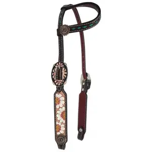 Single ear headstall w/ Hand painted white sunflowers