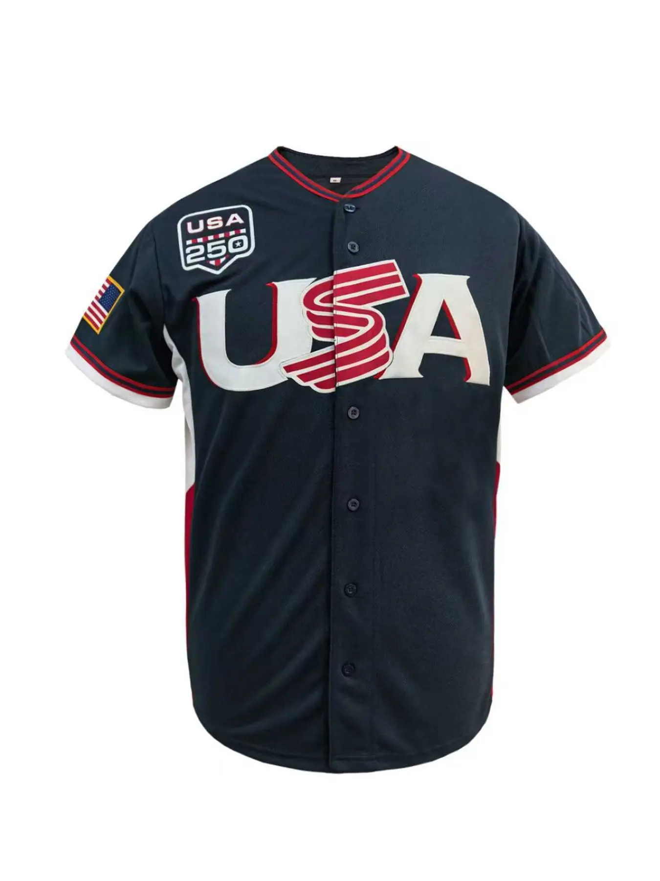 2026 New USA 250 Celebration Embroidered Vintage Baseball Jersey Retro Style Unisex Breathable Casual Fan Sportswear Top Apparel