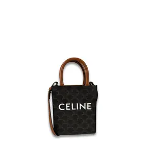 Pre-owned Celine Coated Canvas Shoulder Bags Triomphe Canvas Mini Vertical Cabas