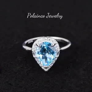 Luxe Dewdrop Ring- 18k White Gold Plated Over S925 Silver- Gem ring for women