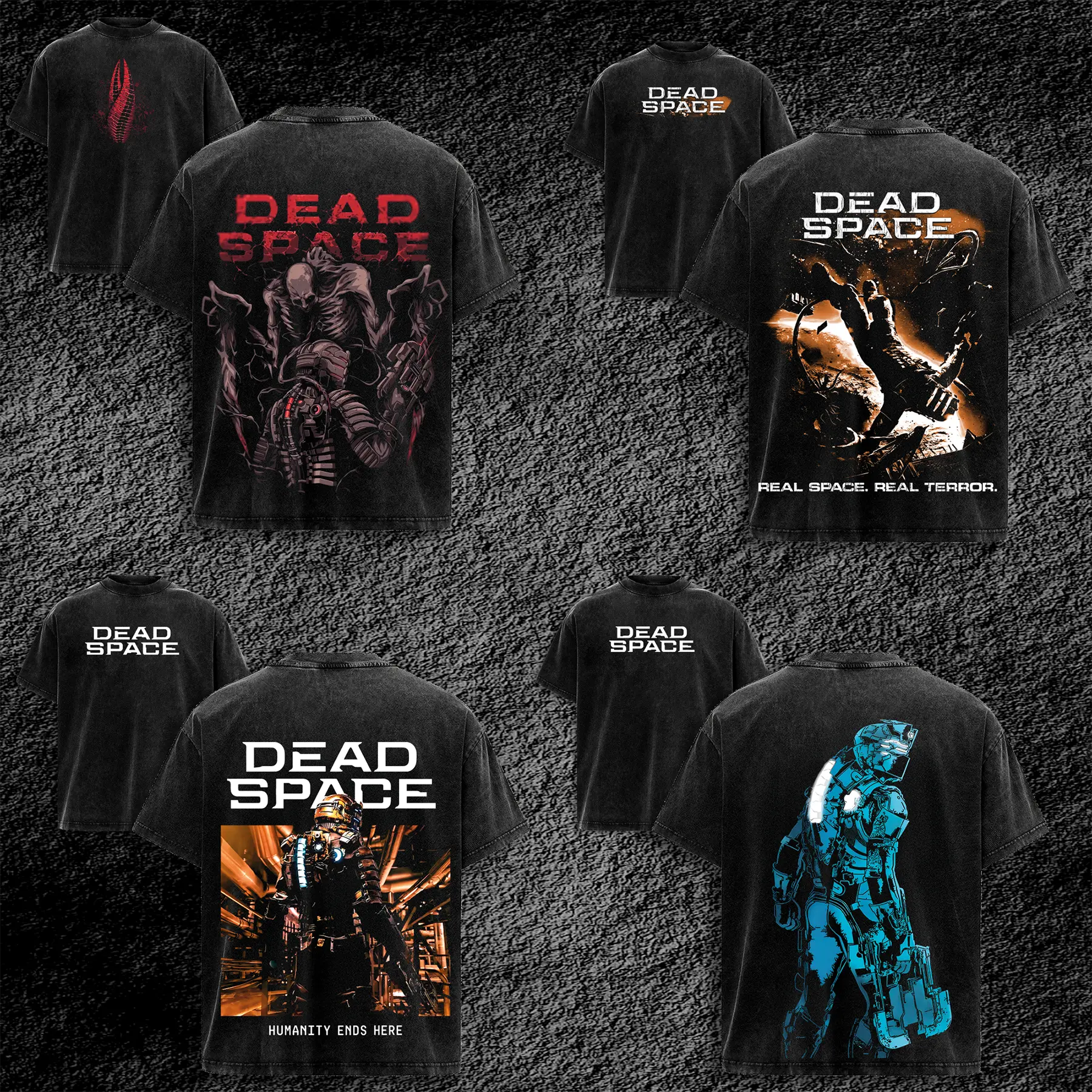 COLLECTION Dead Space Game Washed Oversized T-Shirt Vintage Horror Game Graphic Tee Plasma Cutter Sci-Fi Gaming Streetwear Unisex Cotton Shirt