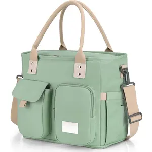 Large Insulated Lunch Bag for Women, Leakproof Lunch Box for Men, Wide Opening Lunch Tote Bag with  Strap,  Adult Lunch Bag For Work, Picnic, Green