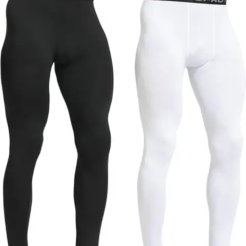 Men's High Compression Fitted Compression Yoga Pants - Male Black Leggings, Athletic Fitted Men's Sports Leggings, Running Gym Workout Activewear Base Layer Supportive Bottoms
