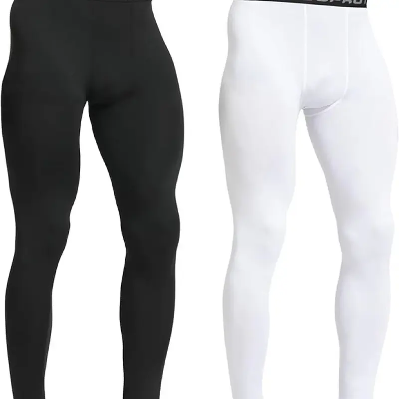 Men's High Compression Fitted Compression Yoga Pants - Male Black Leggings, Athletic Fitted Men's Sports Leggings, Running Gym Workout Activewear Base Layer Supportive Bottoms